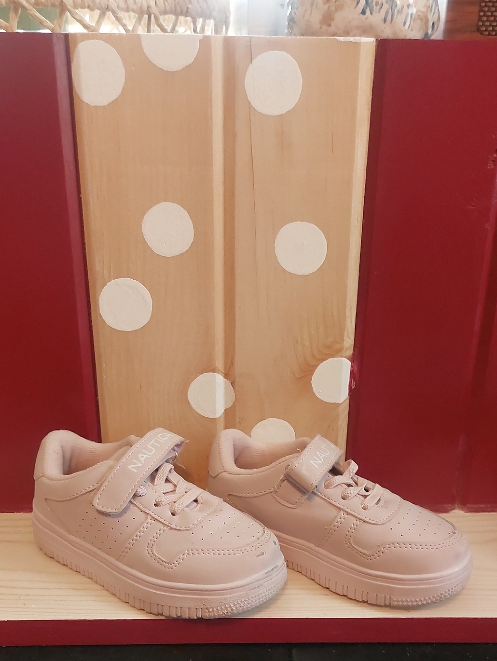 Nautica Kids Blush Pink Hook-and-Loop Sneakers